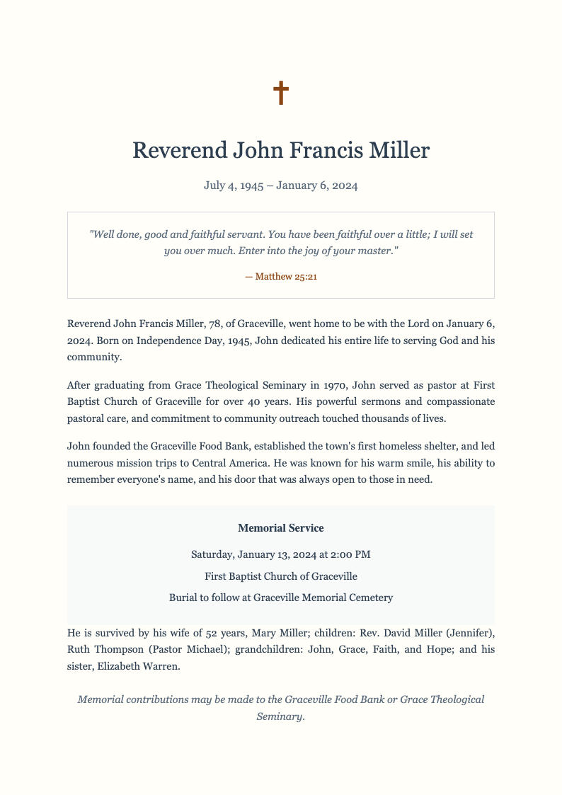 Scripture verse tribute